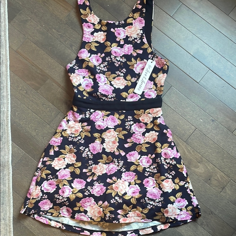 For Love And Lemons Black and Pink Floral Dress